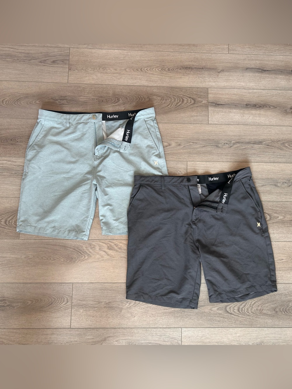 Hurley Men's Casual Shorts Duo - Light Gray & Charcoal